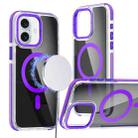 For iPhone 16 Plus Magsafe Dual-Color Transparent Black Full Coverage Phone Case(Purple) - 1