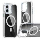 For iPhone 16 Plus Magsafe Dual-Color Transparent Black Full Coverage Phone Case(White) - 1