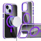 For iPhone 15 Magsafe Dual-Color Transparent Black Full Coverage Phone Case(Purple) - 1