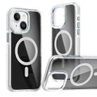 For iPhone 13 / 14 Magsafe Dual-Color Transparent Black Full Coverage Phone Case(White) - 1