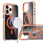 For iPhone 11 Pro Max Magsafe Dual-Color Transparent Black Full Coverage Phone Case(Orange) - 1