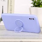 For iPhone XS Max Solid Color Liquid Silicone Shockproof Full Coverage Protective Case with Ring Holder(Light Purple) - 1