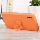 For iPhone XS Max Solid Color Liquid Silicone Shockproof Full Coverage Protective Case with Ring Holder(Orange) - 1