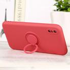 For iPhone XS Max Solid Color Liquid Silicone Shockproof Full Coverage Protective Case with Ring Holder(Red) - 1