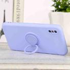For iPhone X / XS Solid Color Liquid Silicone Shockproof Full Coverage Protective Case with Ring Holder(Light Purple) - 1