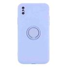 For iPhone X / XS Solid Color Liquid Silicone Shockproof Full Coverage Protective Case with Ring Holder(Light Purple) - 2
