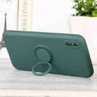 For iPhone X / XS Solid Color Liquid Silicone Shockproof Full Coverage Protective Case with Ring Holder(Deep Green) - 1