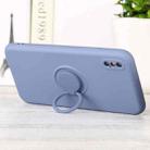 For iPhone X / XS Solid Color Liquid Silicone Shockproof Full Coverage Protective Case with Ring Holder(Grey Blue) - 1