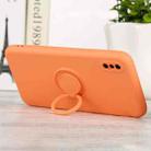 For iPhone X / XS Solid Color Liquid Silicone Shockproof Full Coverage Protective Case with Ring Holder(Orange) - 1