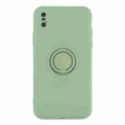 For iPhone X / XS Solid Color Liquid Silicone Shockproof Full Coverage Protective Case with Ring Holder(Green) - 2