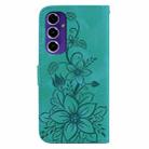 For Samsung Galaxy S24 FE 5G Lily Embossed Leather Phone Case(Green) - 3