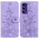 For Samsung Galaxy S24 FE 5G Lily Embossed Leather Phone Case(Purple) - 1