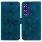 For Samsung Galaxy S24 FE 5G Lily Embossed Leather Phone Case(Dark Blue) - 1