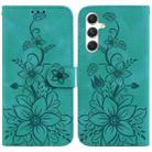 For Samsung Galaxy S25 5G Lily Embossed Leather Phone Case(Green) - 1
