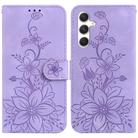 For Samsung Galaxy S25 5G Lily Embossed Leather Phone Case(Purple) - 1