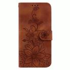 For Samsung Galaxy S25 5G Lily Embossed Leather Phone Case(Brown) - 3