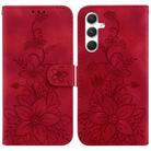 For Samsung Galaxy S25 5G Lily Embossed Leather Phone Case(Red) - 1