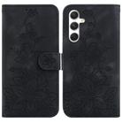 For Samsung Galaxy S25 5G Lily Embossed Leather Phone Case(Black) - 1