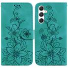 For Samsung Galaxy S25+ 5G Lily Embossed Leather Phone Case(Green) - 1