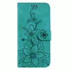 For Samsung Galaxy S25+ 5G Lily Embossed Leather Phone Case(Green) - 3