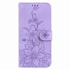 For Samsung Galaxy S25+ 5G Lily Embossed Leather Phone Case(Purple) - 3