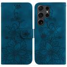 For Samsung Galaxy S25 Ultra 5G Lily Embossed Leather Phone Case(Dark Blue) - 1
