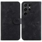 For Samsung Galaxy S25 Ultra 5G Lily Embossed Leather Phone Case(Black) - 1