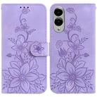 For Samsung Galaxy S25 Edge 5G Lily Embossed Leather Phone Case(Purple) - 1