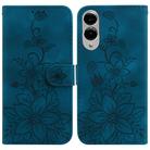 For Samsung Galaxy S25 Edge 5G Lily Embossed Leather Phone Case(Dark Blue) - 1