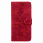 For Samsung Galaxy S25 Edge 5G Lily Embossed Leather Phone Case(Red) - 3