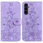 For Samsung Galaxy S25 FE 5G Lily Embossed Leather Phone Case(Purple) - 1