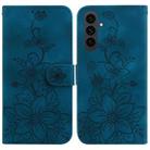 For Samsung Galaxy S25 FE 5G Lily Embossed Leather Phone Case(Dark Blue) - 1