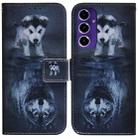 For Samsung Galaxy S24 FE 5G Coloured Drawing Flip Leather Phone Case(Wolf and Dog) - 1