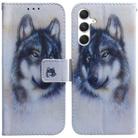 For Samsung Galaxy S25+ 5G Coloured Drawing Flip Leather Phone Case(White Wolf) - 1