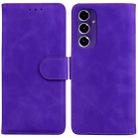 For Samsung Galaxy S24 FE 5G Skin Feel Pure Color Flip Leather Phone Case(Purple) - 1