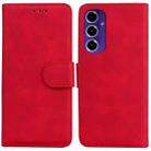 For Samsung Galaxy S24 FE 5G Skin Feel Pure Color Flip Leather Phone Case(Red) - 1