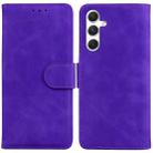 For Samsung Galaxy S25 5G Skin Feel Pure Color Flip Leather Phone Case(Purple) - 1