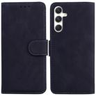 For Samsung Galaxy S25 5G Skin Feel Pure Color Flip Leather Phone Case(Black) - 1
