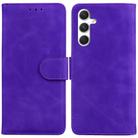 For Samsung Galaxy S25+ 5G Skin Feel Pure Color Flip Leather Phone Case(Purple) - 1