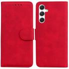 For Samsung Galaxy S25+ 5G Skin Feel Pure Color Flip Leather Phone Case(Red) - 1