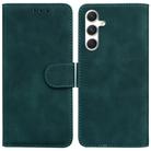 For Samsung Galaxy S25+ 5G Skin Feel Pure Color Flip Leather Phone Case(Green) - 1