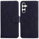 For Samsung Galaxy S25+ 5G Skin Feel Pure Color Flip Leather Phone Case(Black) - 1