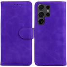 For Samsung Galaxy S25 Ultra 5G Skin Feel Pure Color Flip Leather Phone Case(Purple) - 1