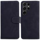 For Samsung Galaxy S25 Ultra 5G Skin Feel Pure Color Flip Leather Phone Case(Black) - 1