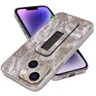For iPhone 14 Plus Denim Pattern Electroplated Push-pull Bracket Cooling Phone Case(Grey) - 1
