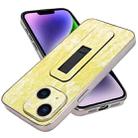 For iPhone 14 Plus Denim Pattern Electroplated Push-pull Bracket Cooling Phone Case(Yellow Green) - 1