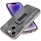 For iPhone 14 Plus Denim Pattern Electroplated Push-pull Bracket Cooling Phone Case(Black) - 1