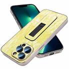 For iPhone 13 Pro Max Denim Pattern Electroplated Push-pull Bracket Cooling Phone Case(Yellow Green) - 1