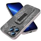 For iPhone 13 Pro Denim Pattern Electroplated Push-pull Bracket Cooling Phone Case(Black) - 1