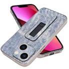 For iPhone 13 Denim Pattern Electroplated Push-pull Bracket Cooling Phone Case(Blue) - 1